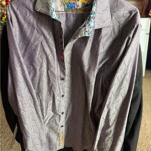 Robert Graham Purple Dress Shirt with Multicolor Contrast